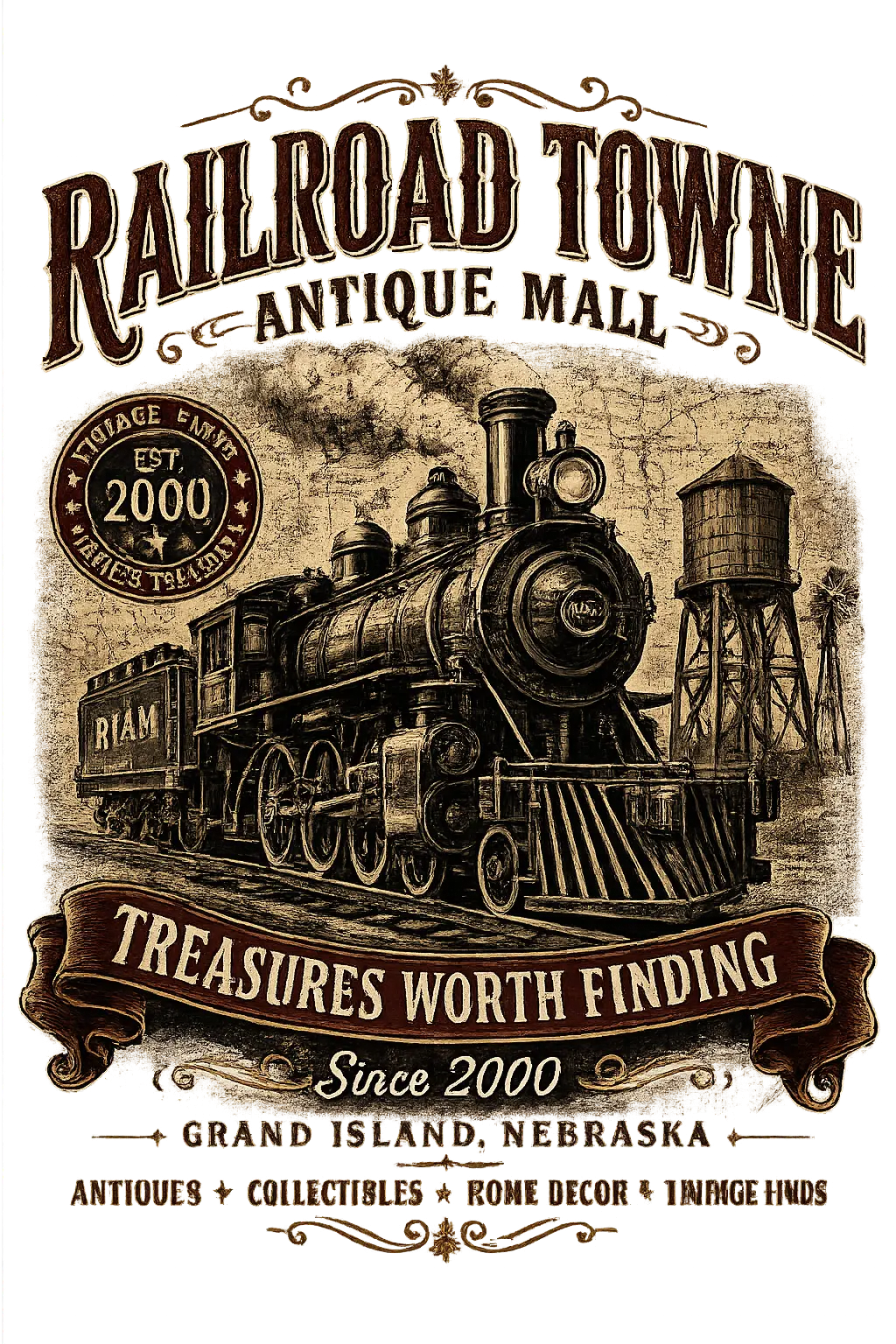 Railroad Towne Antique Mall — Custom artwork by Johnson Collective